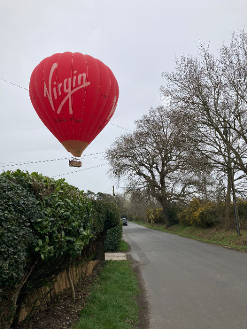 Balloon approaching the fairground