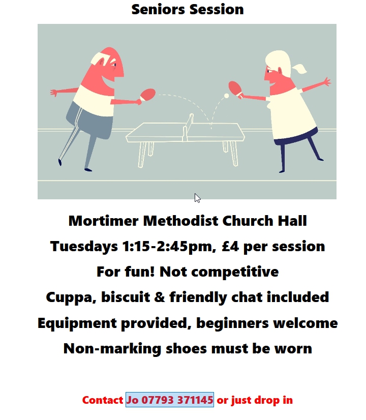 Table Tennis Seniors session
